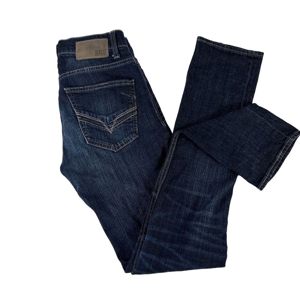 BKE Alec Men's Jeans 28x34 Dark Wash Straight Denim Stretch Blue